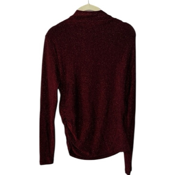 Veronica Beard Mylie Top Ruched Mock Neck Long Sleeve Top Size M In Crimson Red - Picture 6 of 15